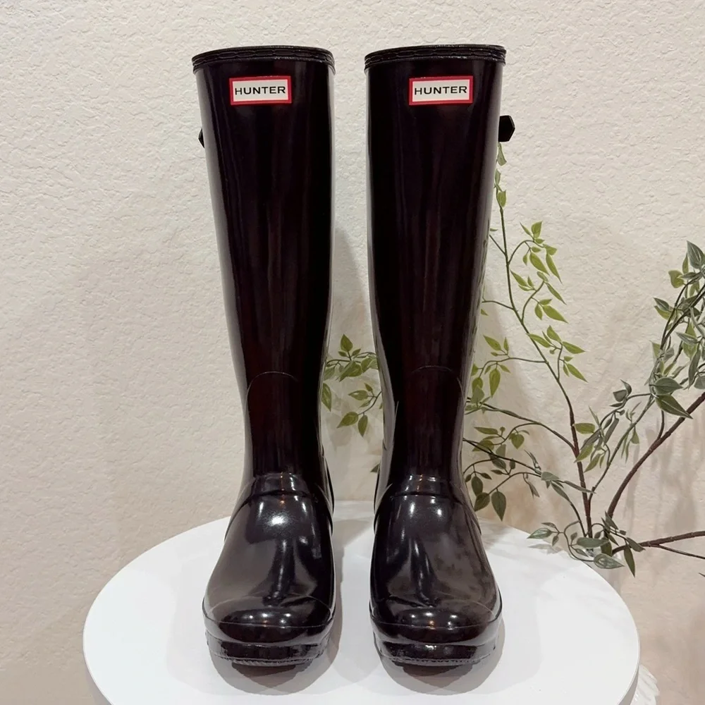 Hunter Women's Original Tall Gloss Rain Boots Knee High Size US8 NWOB